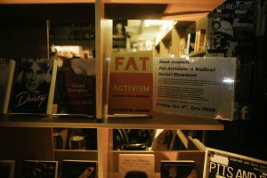 Copy of Fat Activism in the window of Gays the Word